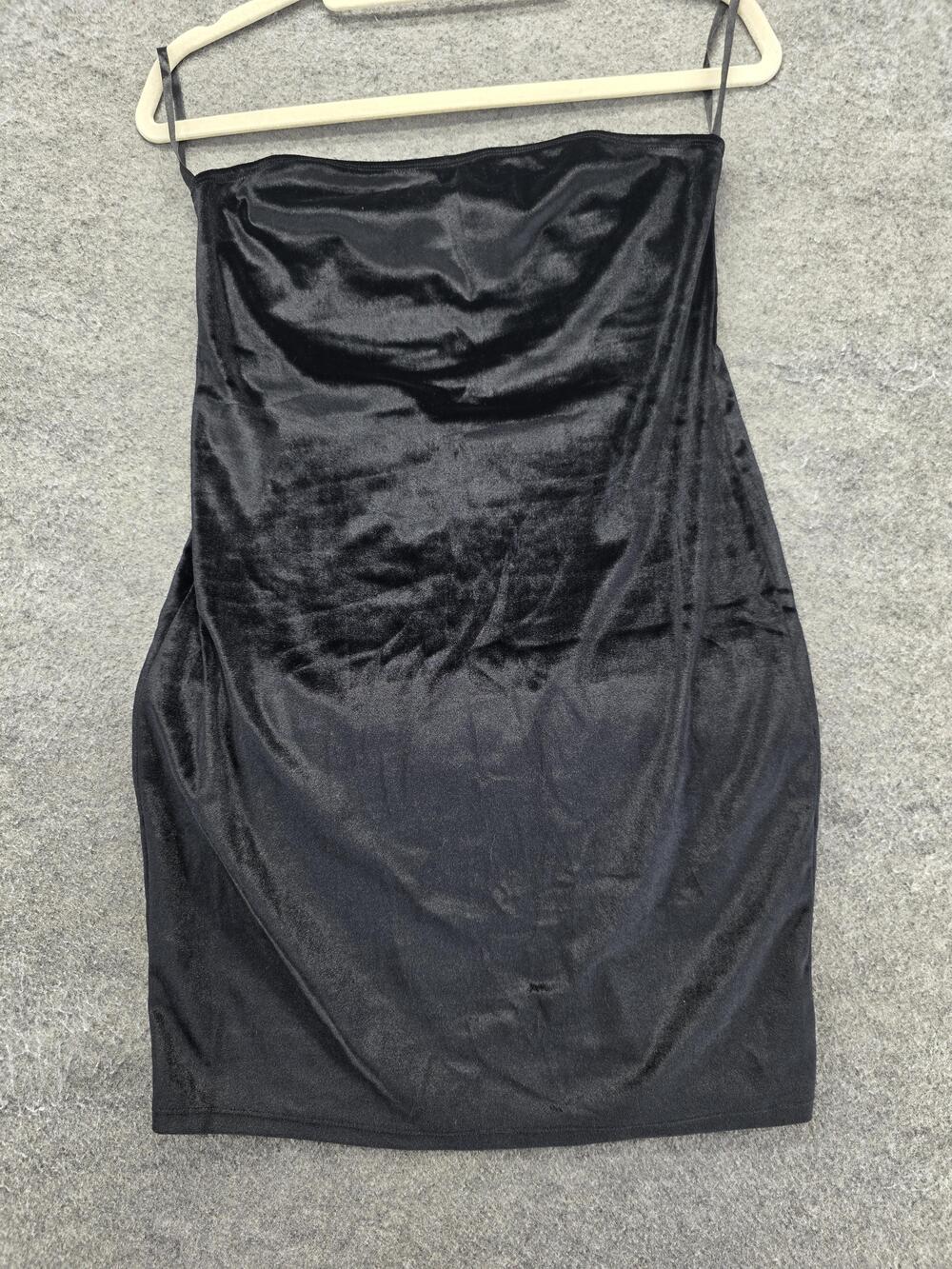 Motel Dress Womens L Black Slip Cowl Neck Velvet Strappy Party Cocktail